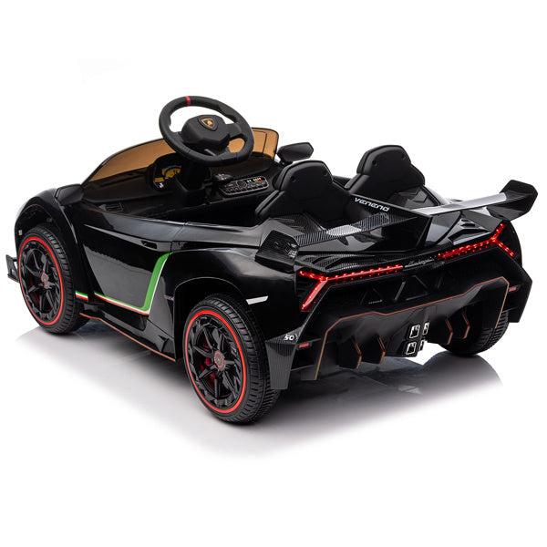 LEADZM Lamborghini Poison Small Dual Drive 12V 4.5AH with 2.4G Remote Control Sports Car Electric Car Black - VINE GLOBAL
