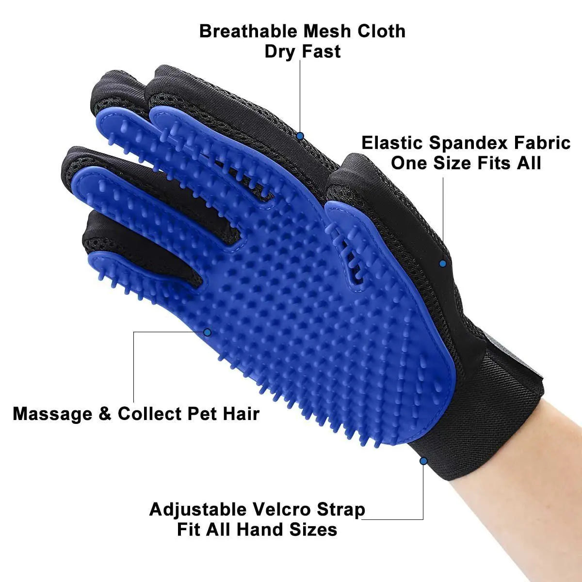 Cute Smart Upgrade Version 259 Tips Pet Hair Remover Gloves Pet Grooming Brush Gloves ( Right hand ) - VINE GLOBAL