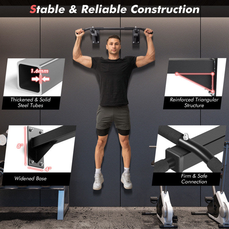 Wall Mounted Multi-Grip Pull Up Bar with Foam Handgrips - VINE GLOBAL