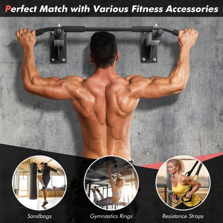 Wall Mounted Multi-Grip Pull Up Bar with Foam Handgrips - VINE GLOBAL