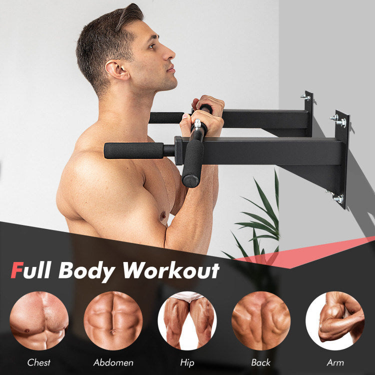 Wall Mounted Multi-Grip Pull Up Bar with Foam Handgrips - VINE GLOBAL