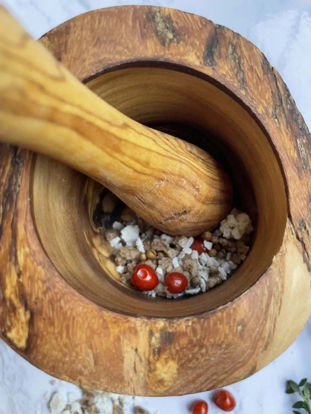 Olive Wood Rustic Mortar and Pestle - VINE GLOBAL