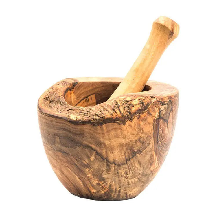 Olive Wood Rustic Mortar and Pestle - VINE GLOBAL