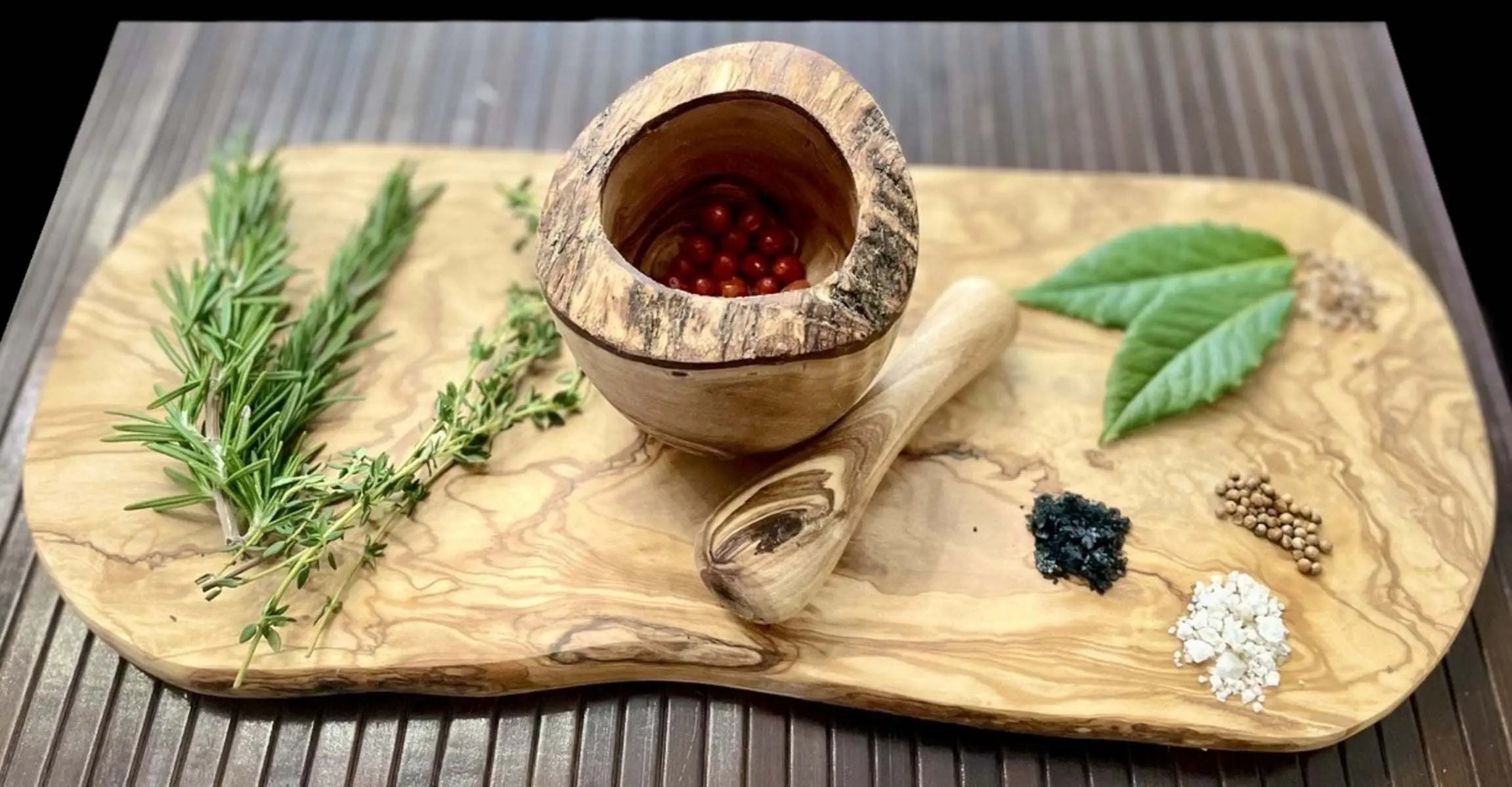 Olive Wood Rustic Mortar and Pestle - VINE GLOBAL