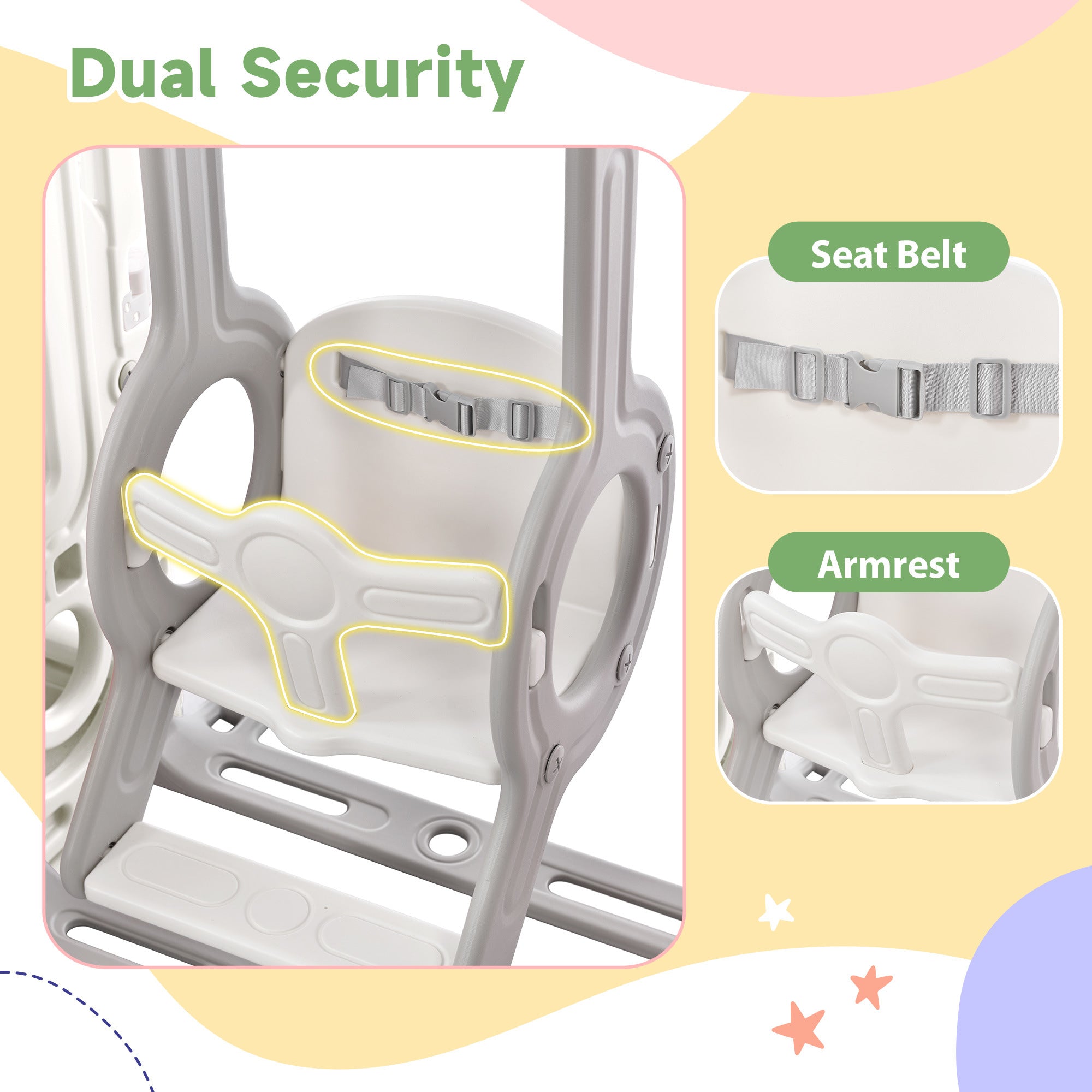 Toddler Slide and Swing Set 5 in 1; Kids Playground Climber Slide Playset with Basketball Hoop Freestanding Combination for Babies Indoor & Outdoor - VINE GLOBAL