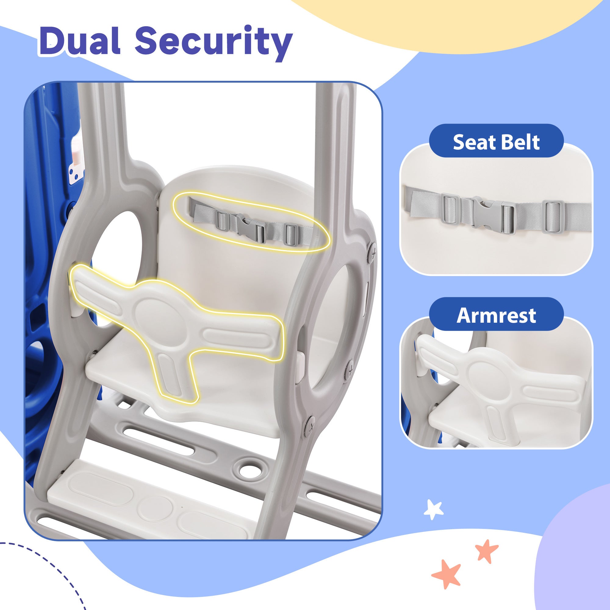 Toddler Slide and Swing Set 5 in 1; Kids Playground Climber Slide Playset with Basketball Hoop Freestanding Combination for Babies Indoor & Outdoor - VINE GLOBAL