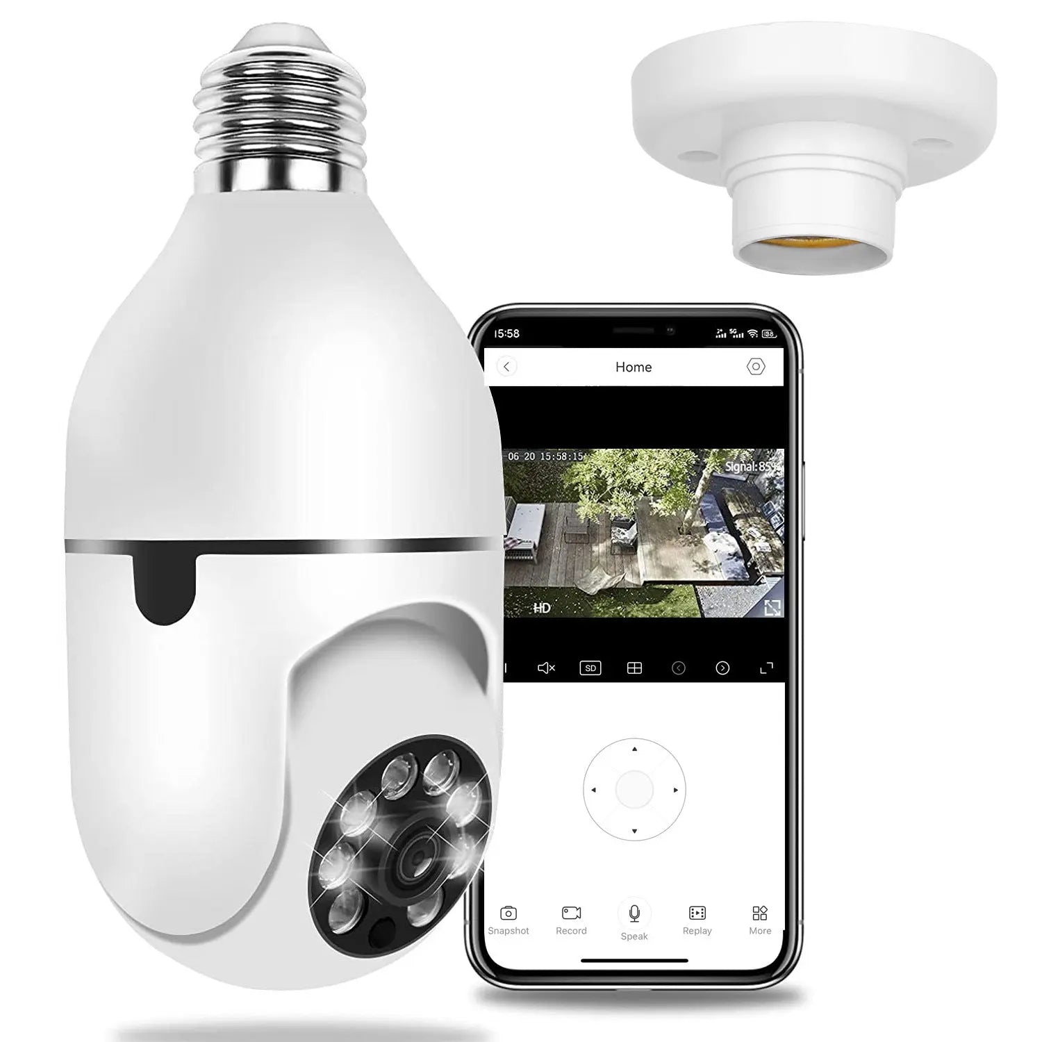 E27 WiFi Bulb Camera 1080P FHD WiFi IP Pan Tilt Security Surveillance Camera - VINE GLOBAL