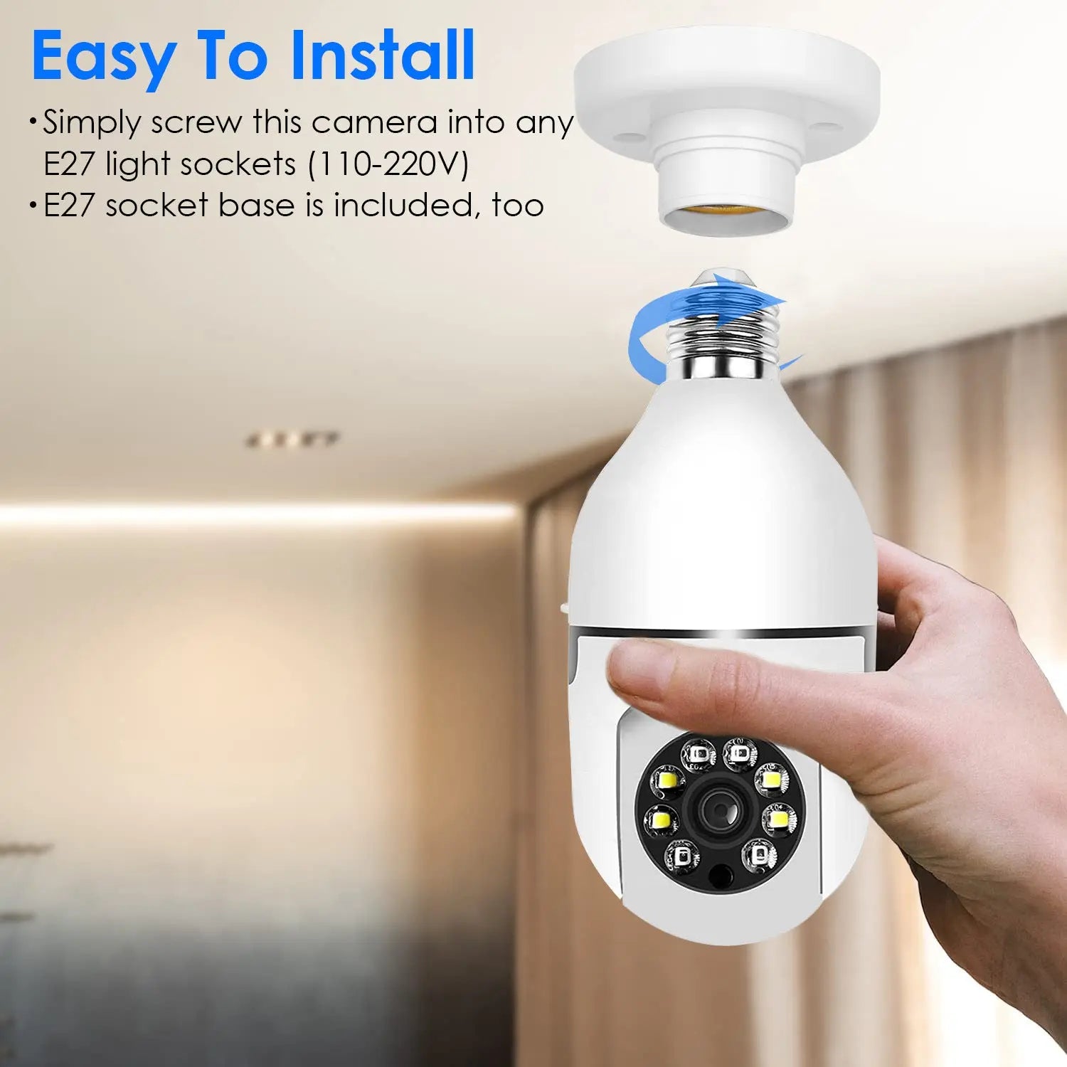 E27 WiFi Bulb Camera 1080P FHD WiFi IP Pan Tilt Security Surveillance Camera - VINE GLOBAL