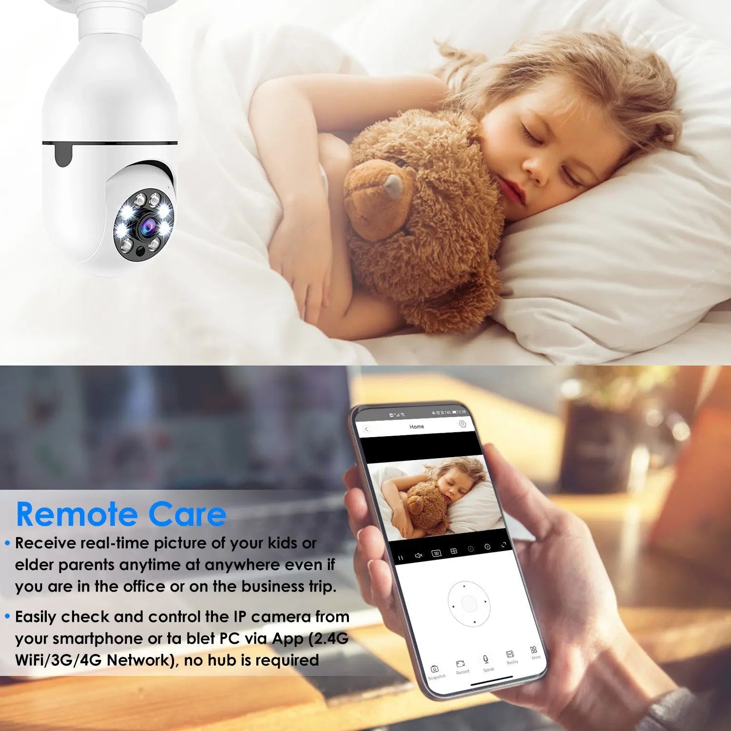 E27 WiFi Bulb Camera 1080P FHD WiFi IP Pan Tilt Security Surveillance Camera - VINE GLOBAL