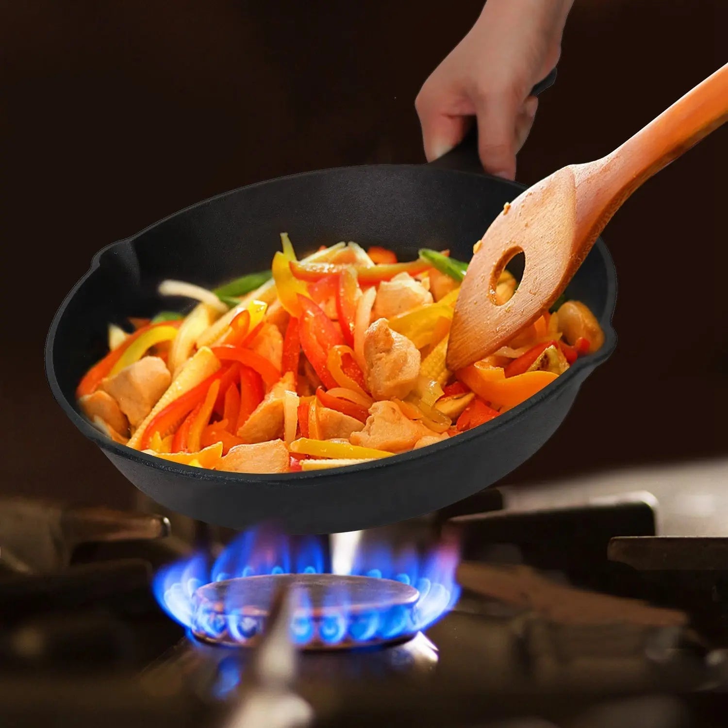 3Pcs Pre-Seasoned Cast Iron Skillet Set 6/8/10in Non-Stick Oven Safe Cookware Heat-Resistant Frying Pan - VINE GLOBAL