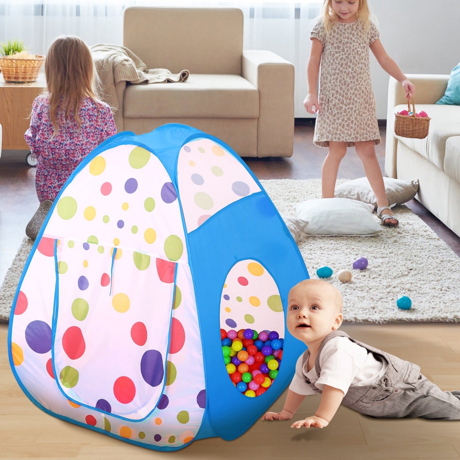 3 In 1 Child Crawl Tunnel Tent Kids Play Tent Ball Pit Set Foldable Children Play House Pop-up Kids Tent - VINE GLOBAL