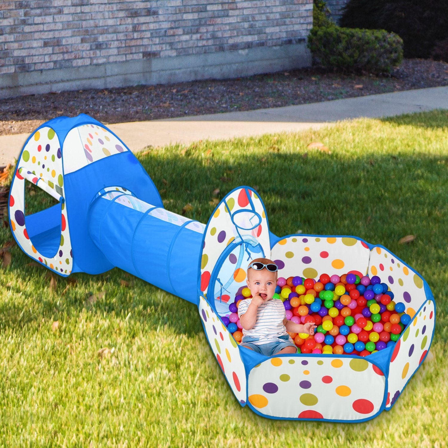 3 In 1 Child Crawl Tunnel Tent Kids Play Tent Ball Pit Set Foldable Children Play House Pop-up Kids Tent - VINE GLOBAL