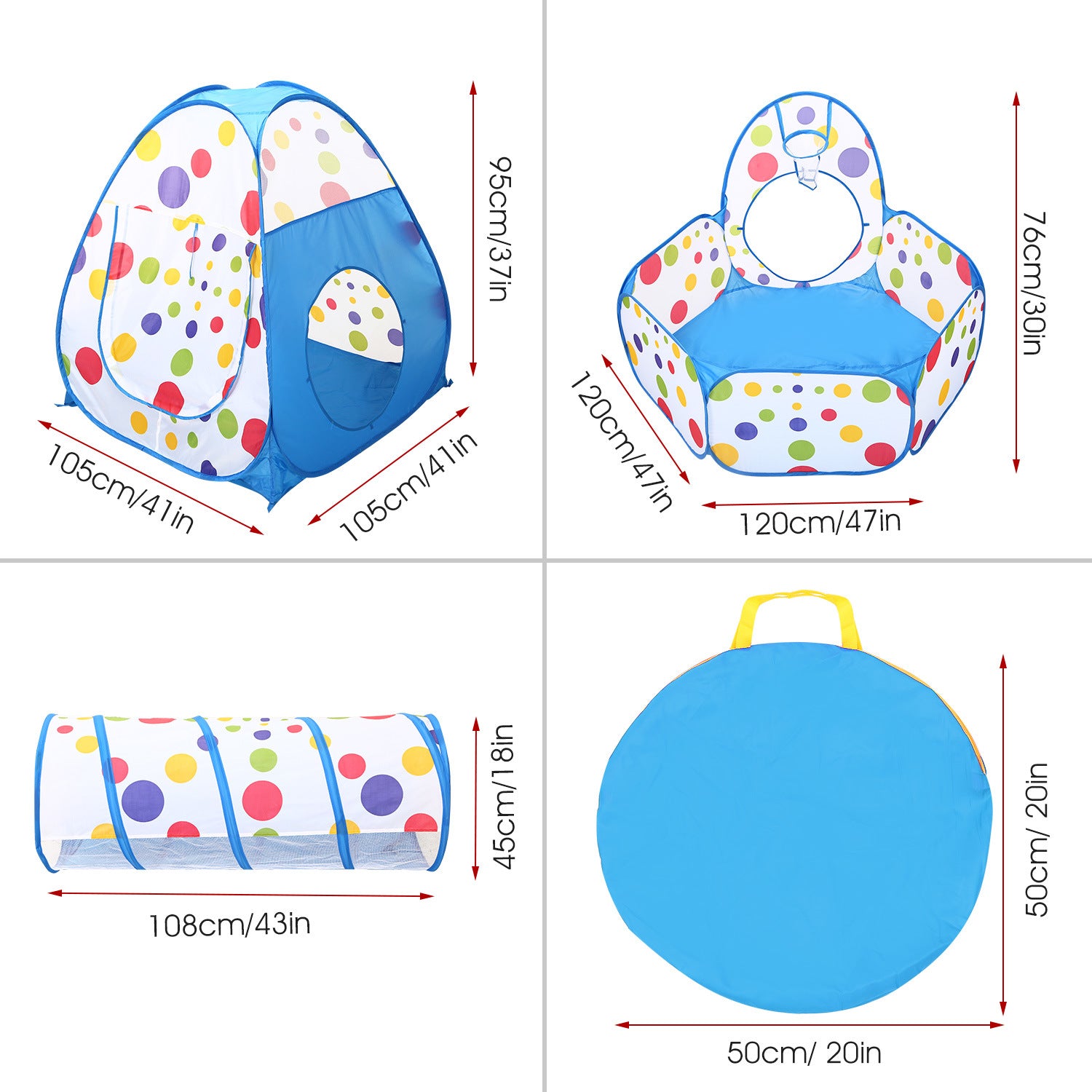 3 In 1 Child Crawl Tunnel Tent Kids Play Tent Ball Pit Set Foldable Children Play House Pop-up Kids Tent - VINE GLOBAL