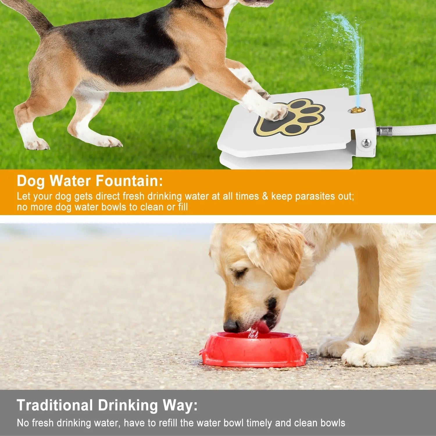 Dog Water Fountain Outdoor Dog Pet Water Dispenser Step-on Activated Sprinkler - VINE GLOBAL