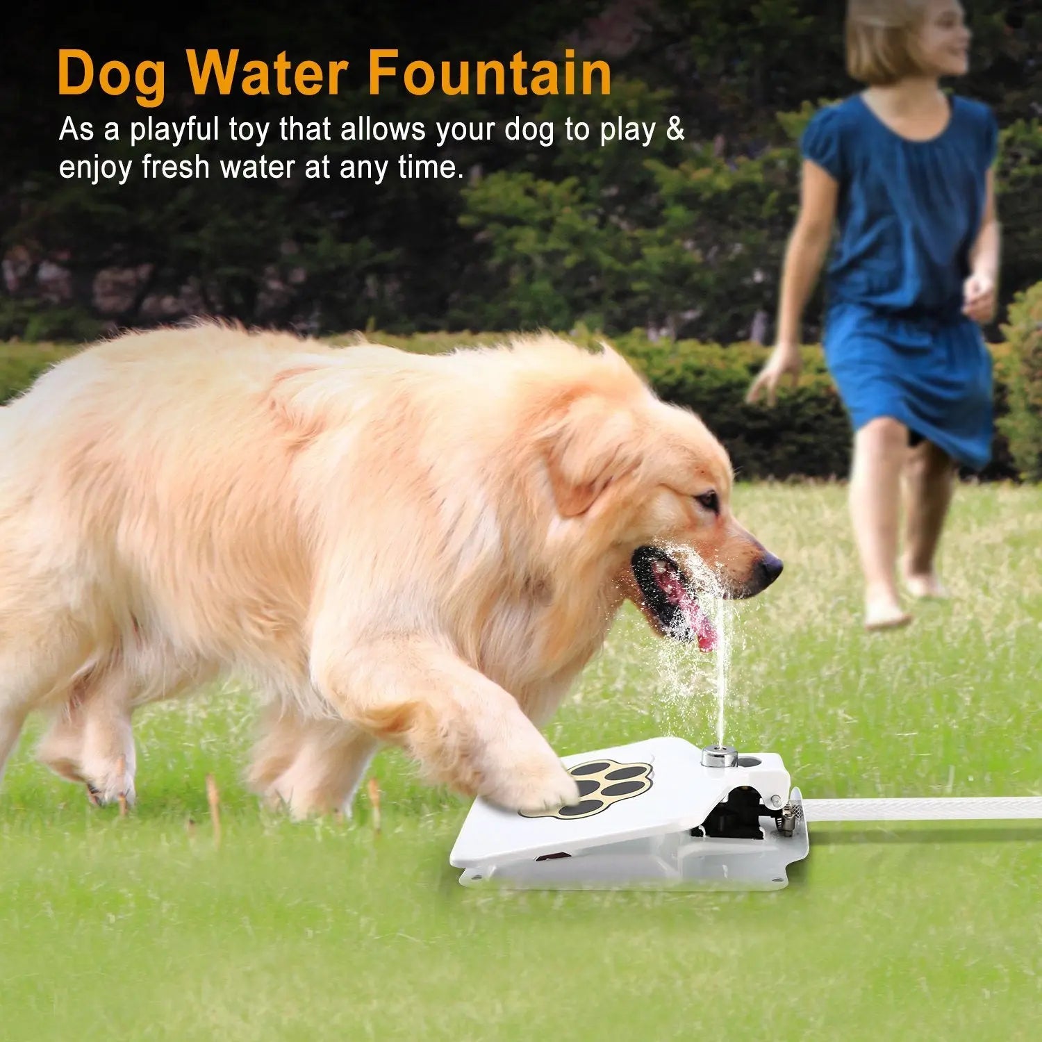 Dog Water Fountain Outdoor Dog Pet Water Dispenser Step-on Activated Sprinkler - VINE GLOBAL