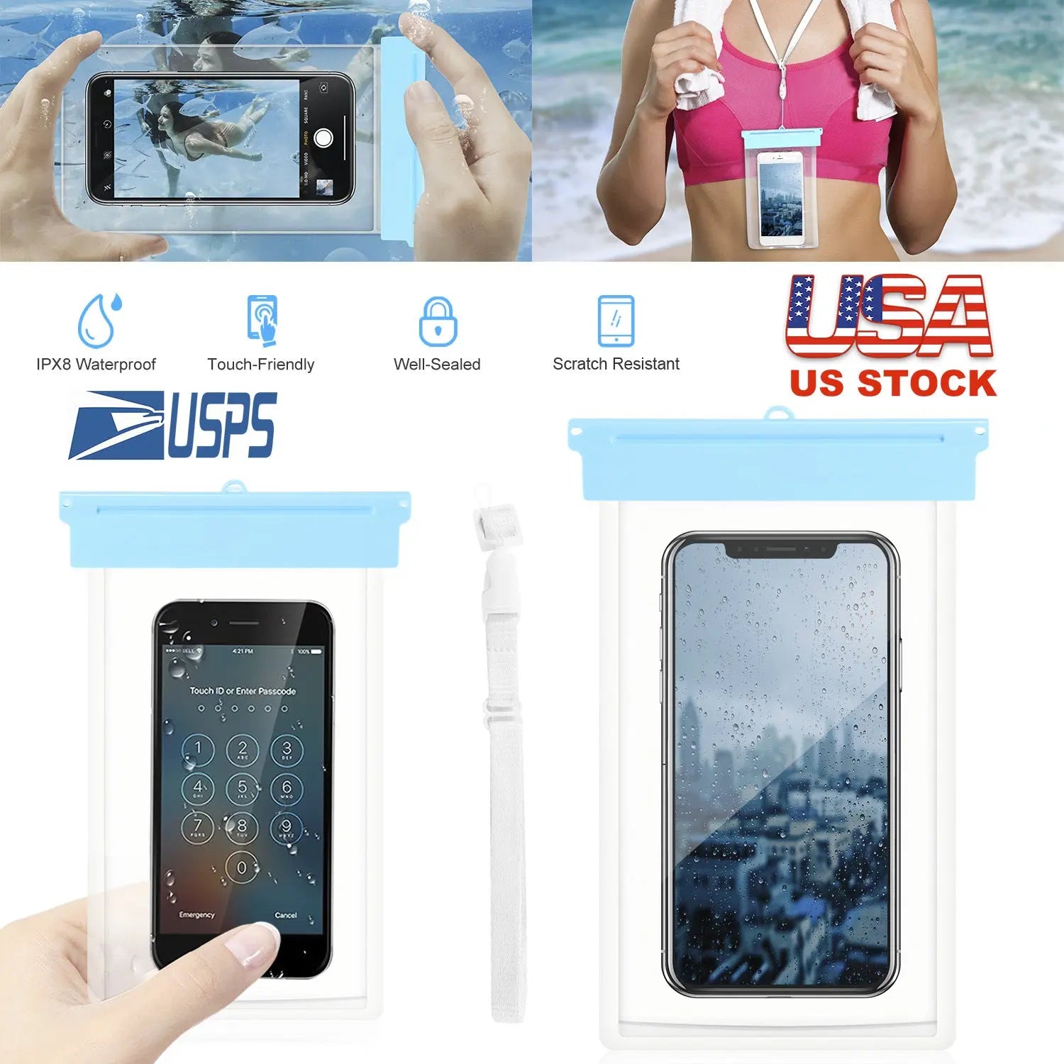 Universal IPX8 Waterproof Phone Pouch Dry Bag Case Underwater Protective High Touch Sensitive - VINE GLOBAL