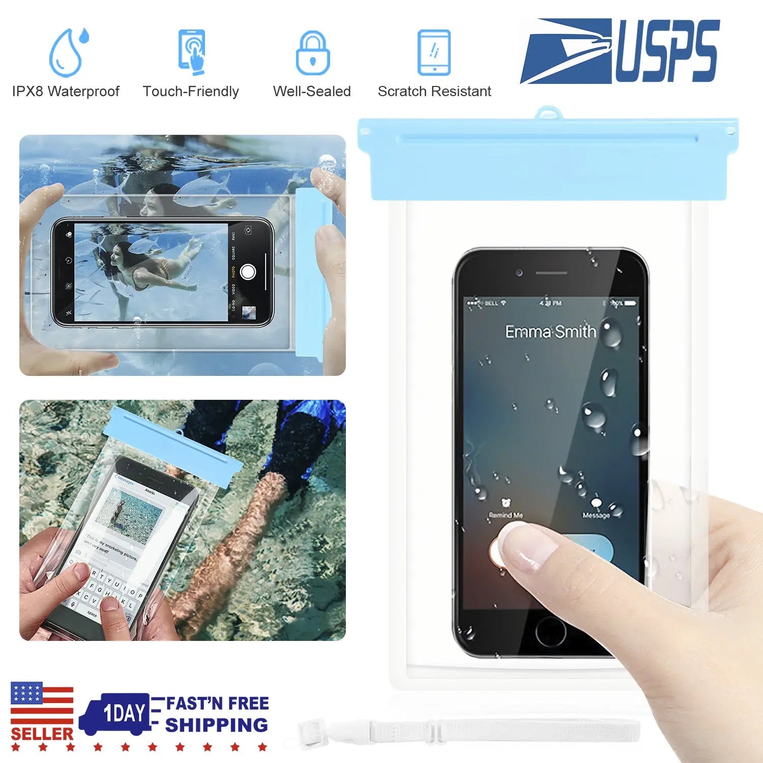 Universal IPX8 Waterproof Phone Pouch Dry Bag Case Underwater Protective High Touch Sensitive - VINE GLOBAL