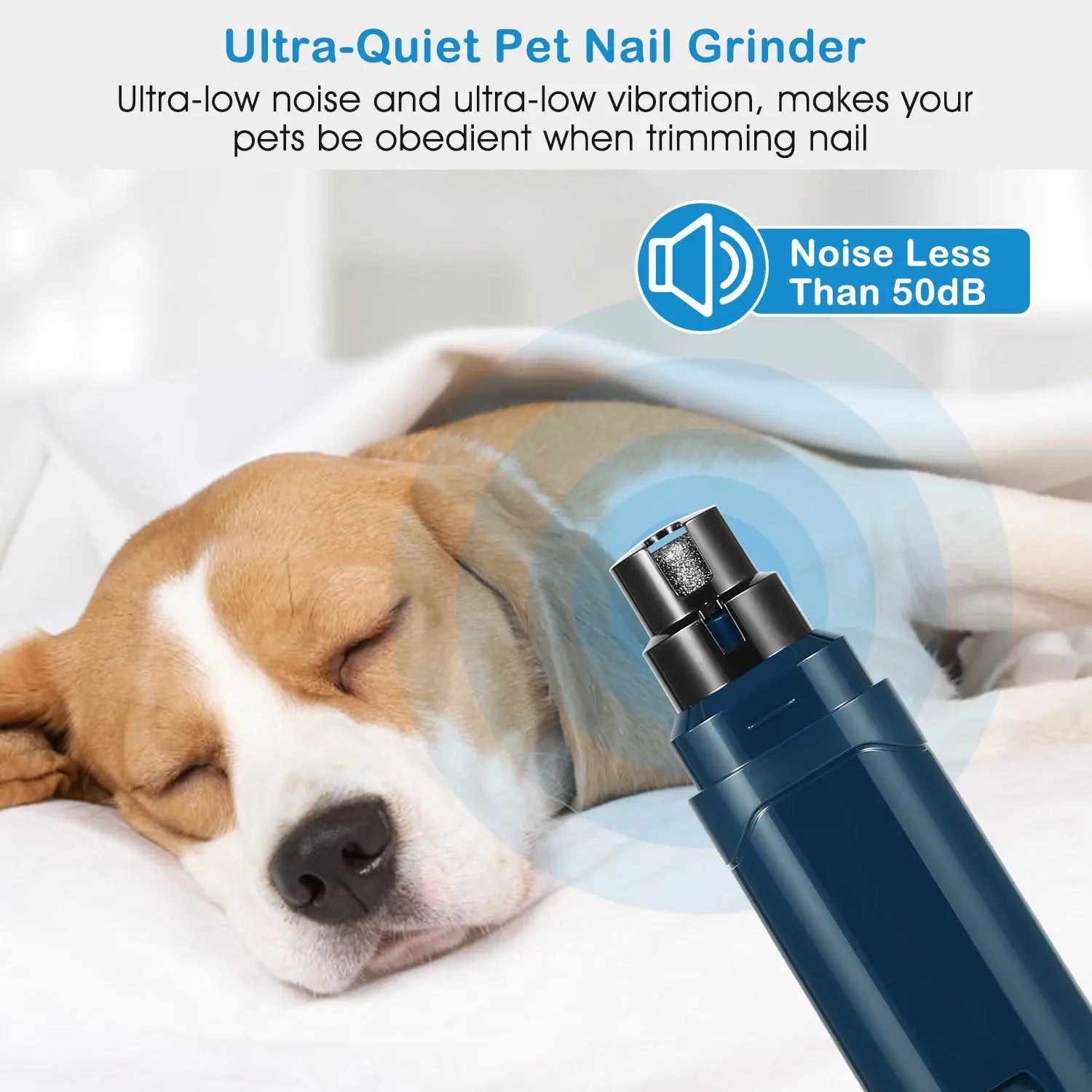 Dog Nail Grinder 2 Speeds Quiet USB Rechargeable Pet Nail Grinder Professional Pet Nail Trimmer Cordless Paws Grooming - VINE GLOBAL