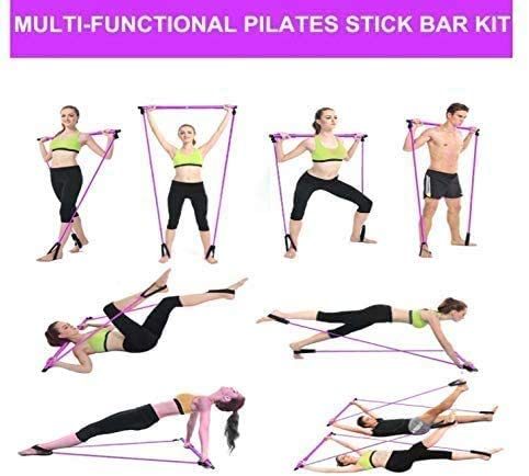 2 Latex Exercise Resistance Band - 2-Section Sticks - All-in-one Strength Weights Equipment for Body Fitness Squat Yoga - VINE GLOBAL