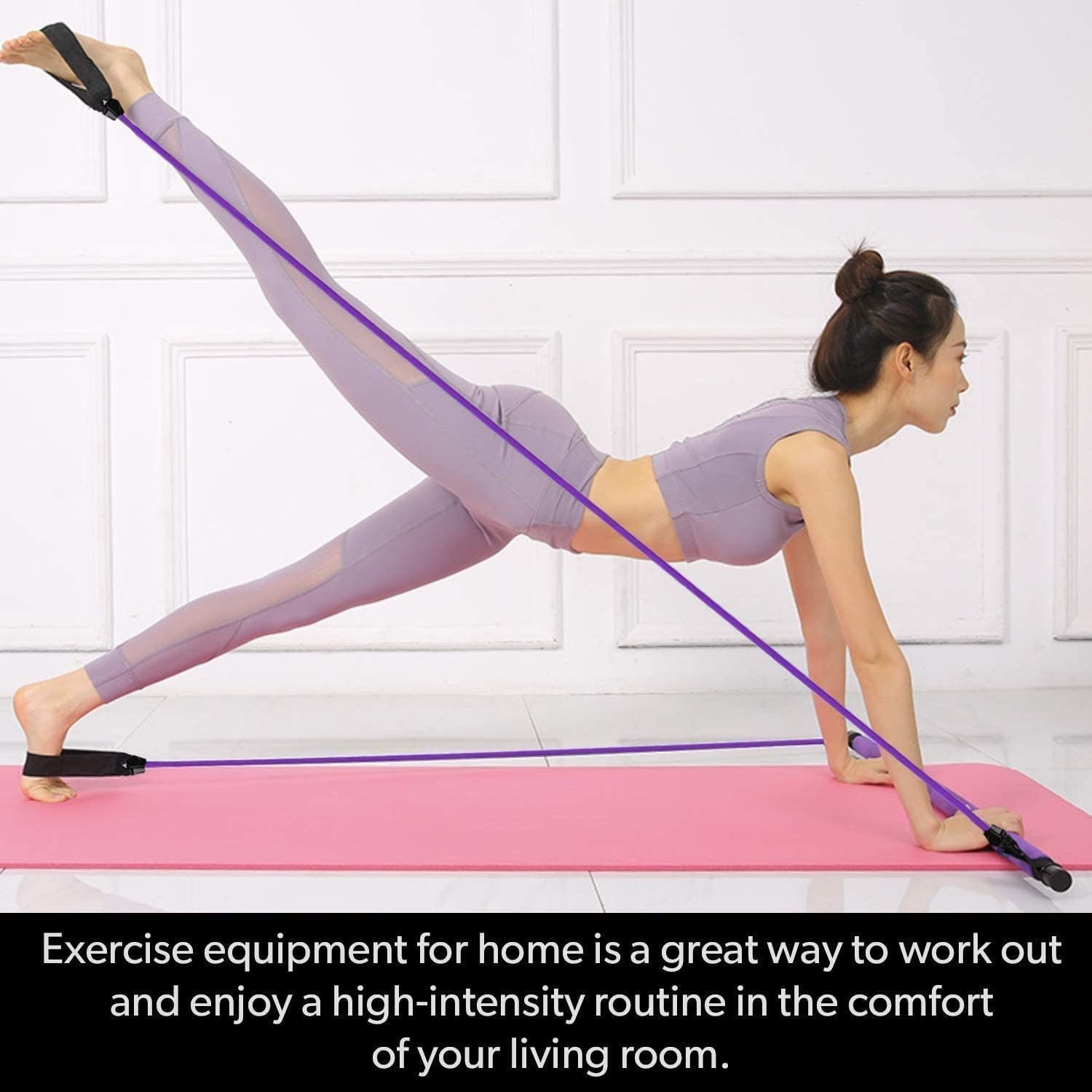 2 Latex Exercise Resistance Band - 2-Section Sticks - All-in-one Strength Weights Equipment for Body Fitness Squat Yoga - VINE GLOBAL