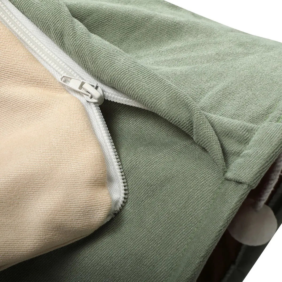 Cat's Telescopic Tunnel Cushioned Bed Pet Nest Teasing Balls Zipper Connection Feline Supplies, Bright Green XH - VINE GLOBAL