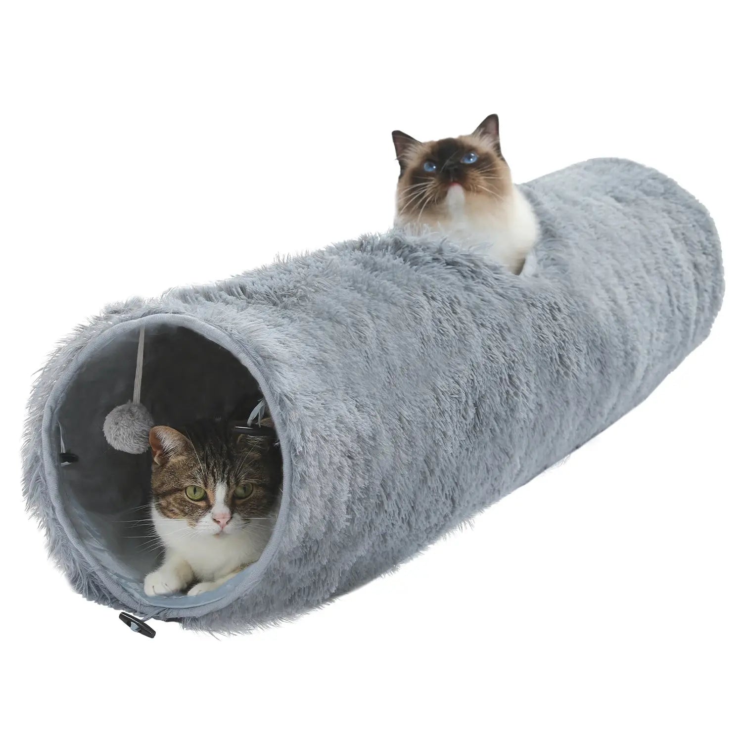 Large Cat Tunnel, 44.9 Inches Long Collapsible Cat Tube 9.8 Inches in Diameter, Collapsible Fluffy Plush Cat Toys for Indoor Cat,Rabbits and Puppies(Unable to ship on weekends, please be careful when - VINE GLOBAL