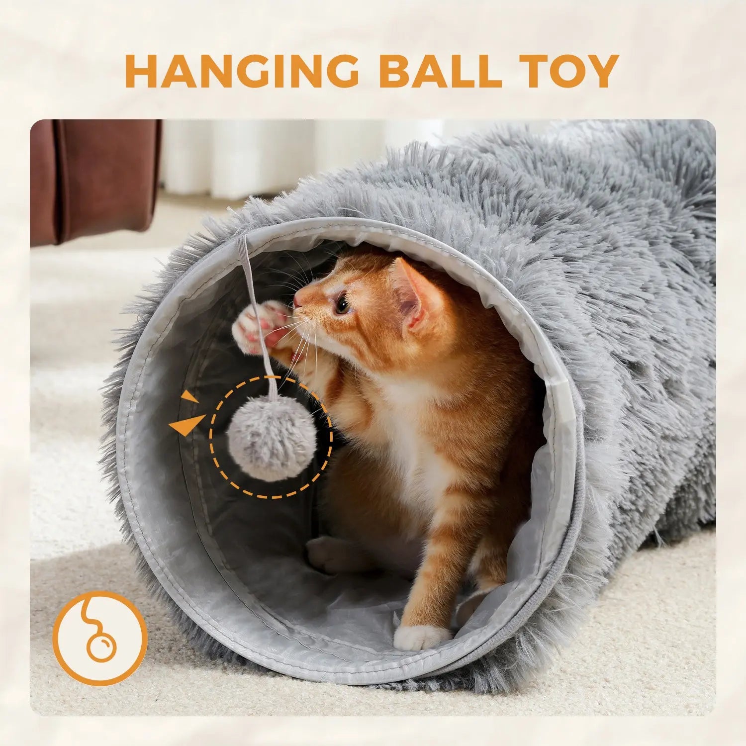 Large Cat Tunnel, 44.9 Inches Long Collapsible Cat Tube 9.8 Inches in Diameter, Collapsible Fluffy Plush Cat Toys for Indoor Cat,Rabbits and Puppies(Unable to ship on weekends, please be careful when - VINE GLOBAL