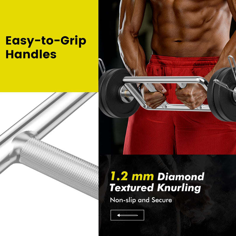 Strength Training Triceps Bar with Knurled Handles for Squats/Deadlifts/Shrugs - VINE GLOBAL