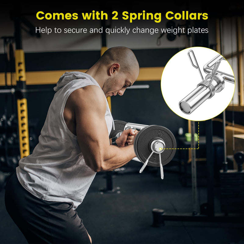 Strength Training Triceps Bar with Knurled Handles for Squats/Deadlifts/Shrugs - VINE GLOBAL