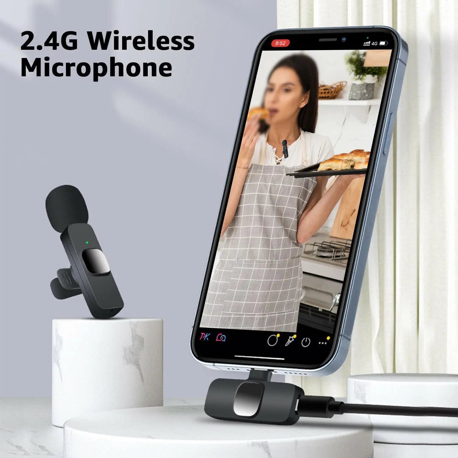 Wireless Lavalier Lapel Microphone for iPhone 15 Series/Android/Computer - Bluetooth Mini Phone Microphones for Video Recording - 2 Clip on Mics with USB C Interface for Tiktok YouTube Vlog - VINE GLOBAL