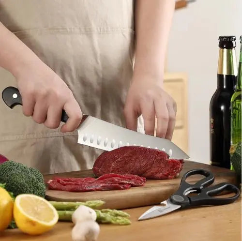 2Pcs Chef Knife Set Stainless steel Kitchen Shears Scissor Cutlery Slicing Gift - VINE GLOBAL