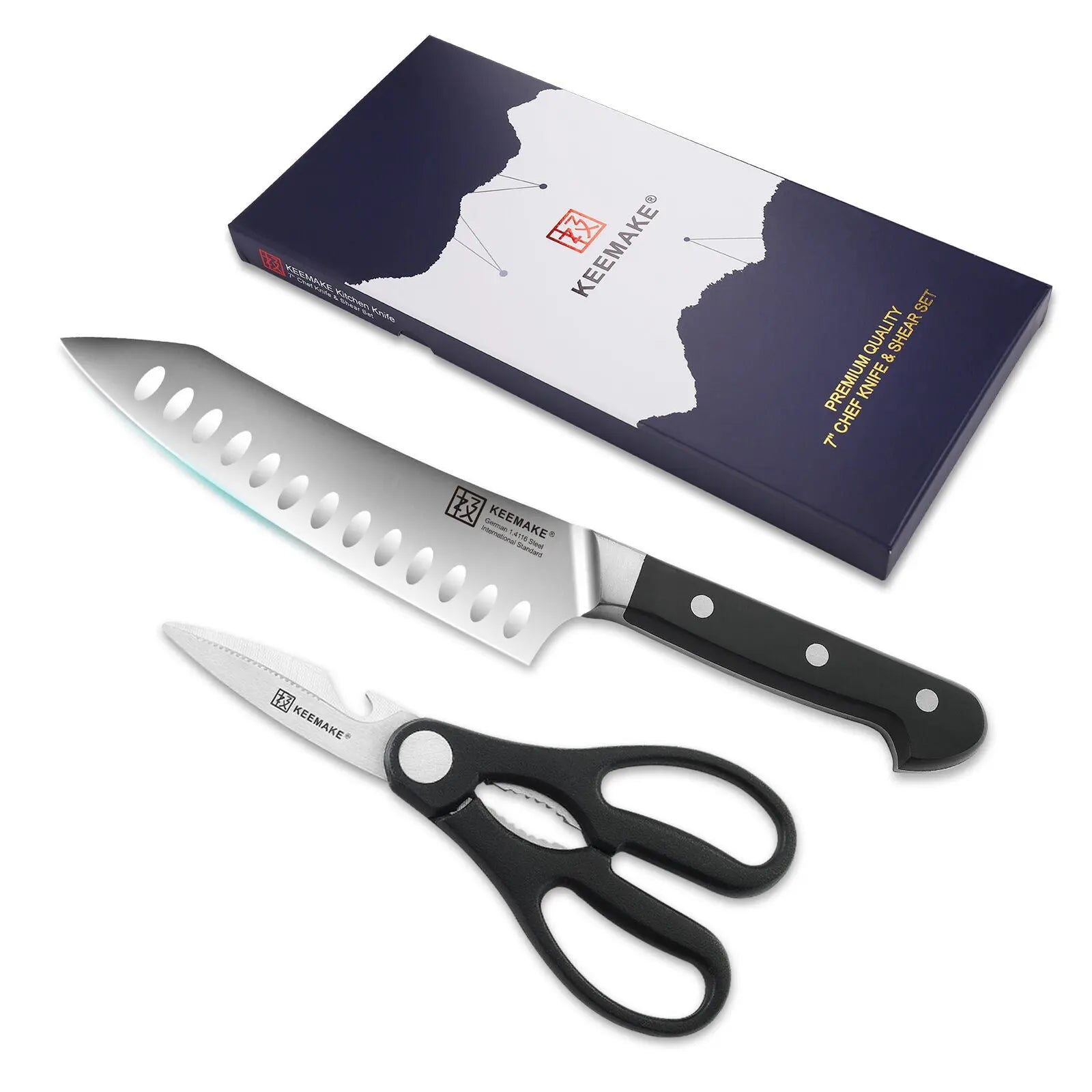 2Pcs Chef Knife Set Stainless steel Kitchen Shears Scissor Cutlery Slicing Gift - VINE GLOBAL