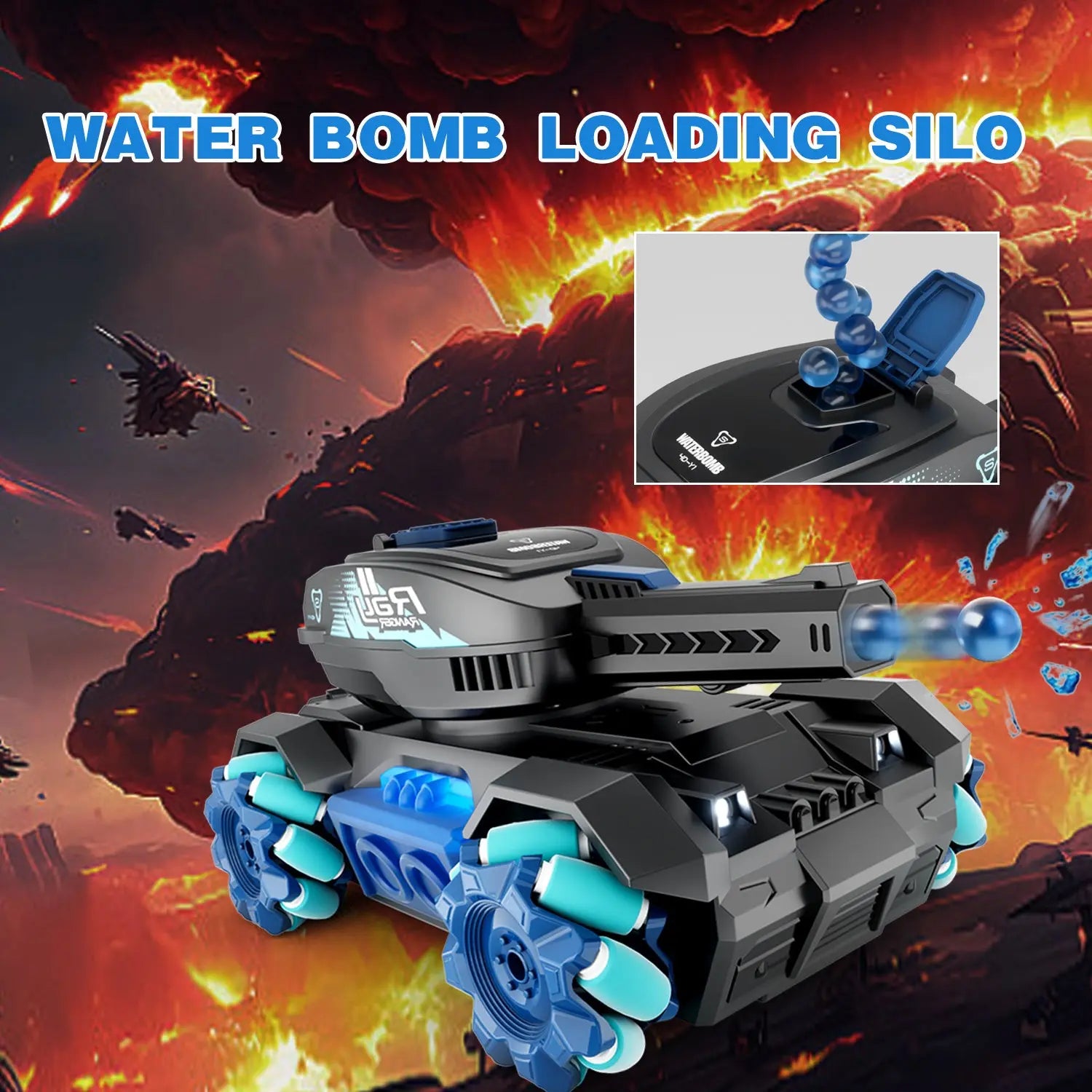 4DRC Y1 RC Crawler Scale Water Bullet Shooting Remote Control Cars,Kids 4WD Battle Stunt Car,All Terrain RC Truck with 360°Rotating,Toy Gift for Boys Girls Kids,Blue - VINE GLOBAL