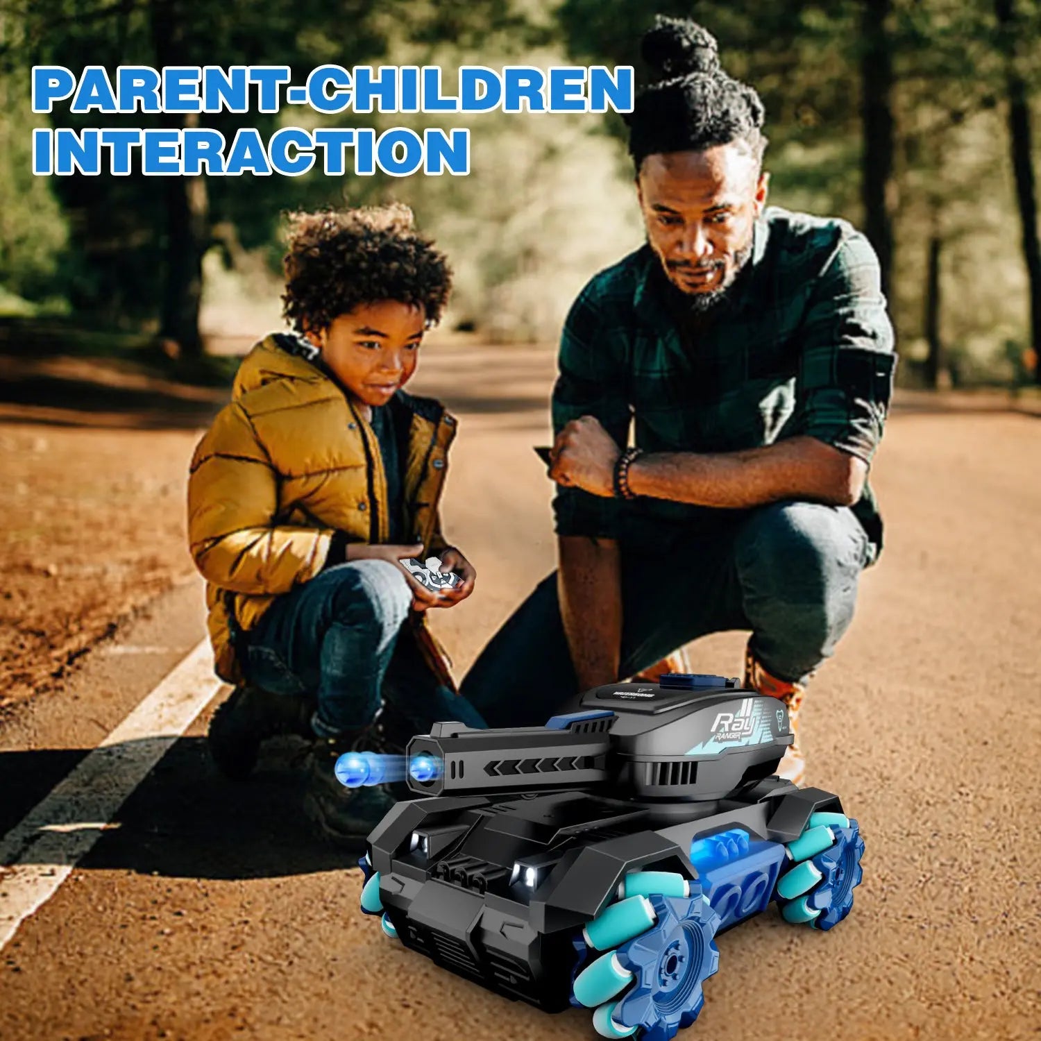 4DRC Y1 RC Crawler Scale Water Bullet Shooting Remote Control Cars,Kids 4WD Battle Stunt Car,All Terrain RC Truck with 360°Rotating,Toy Gift for Boys Girls Kids,Blue - VINE GLOBAL