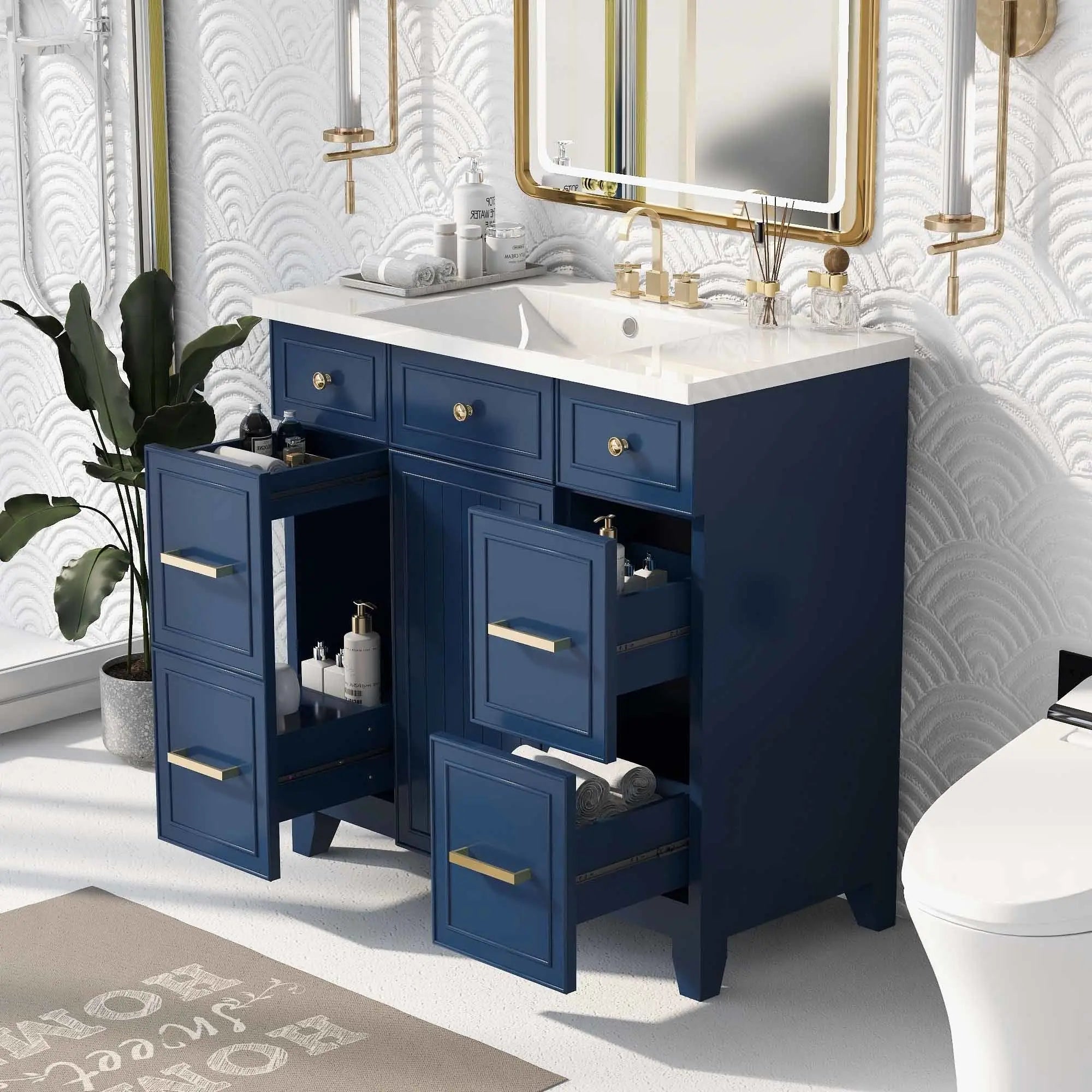 36" Bathroom Vanity Cabinet with Sink Top Combo Set, Single Sink, Shaker Cabinet with Soft Closing Door and Drawer - VINE GLOBAL