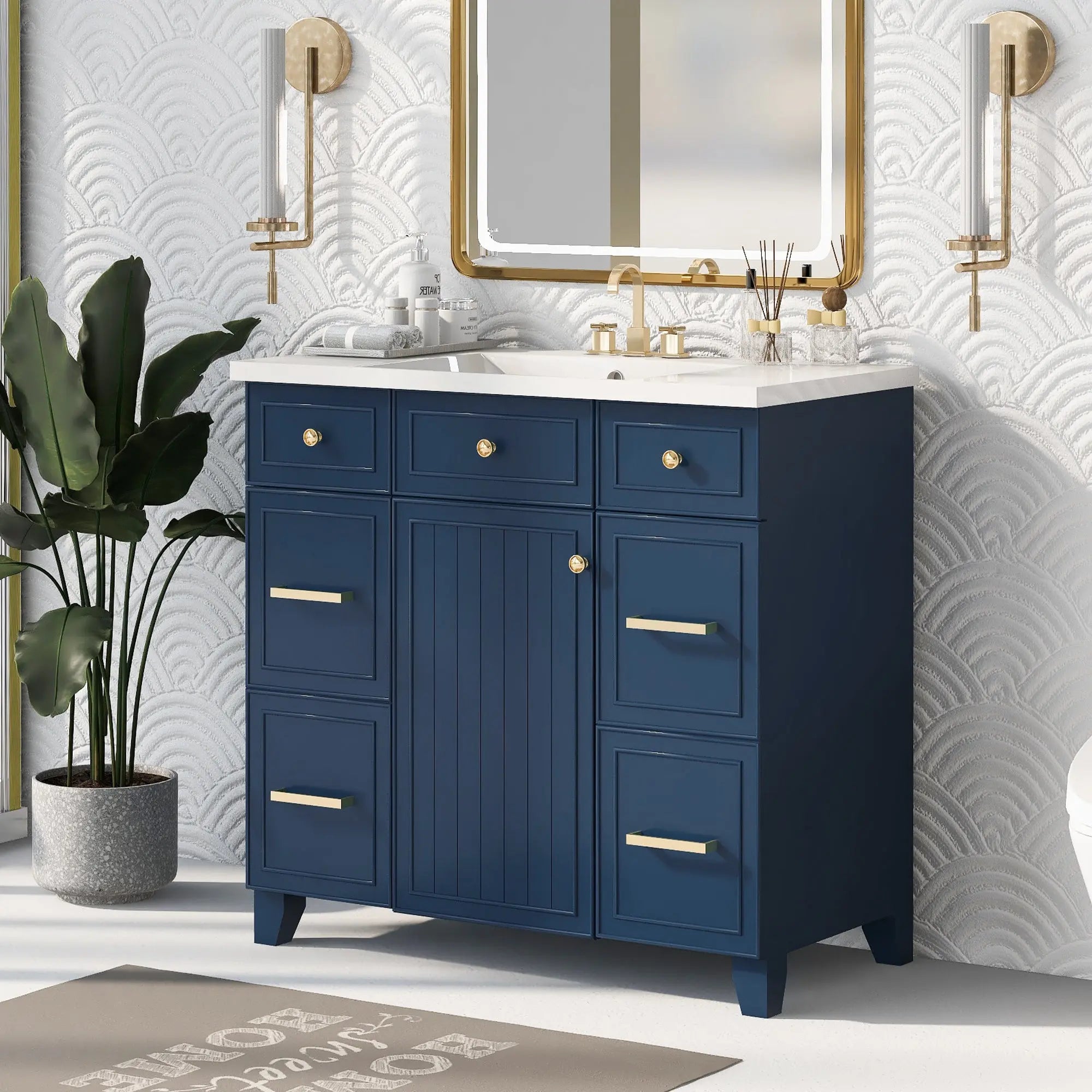 36" Bathroom Vanity Cabinet with Sink Top Combo Set, Single Sink, Shaker Cabinet with Soft Closing Door and Drawer - VINE GLOBAL
