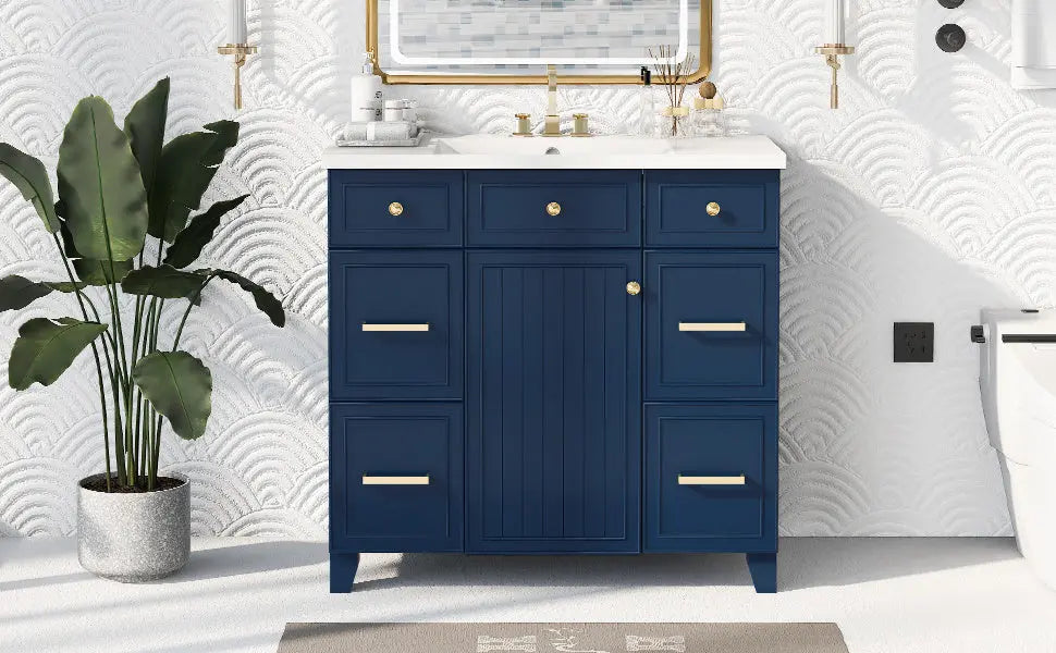 36" Bathroom Vanity Cabinet with Sink Top Combo Set, Single Sink, Shaker Cabinet with Soft Closing Door and Drawer - VINE GLOBAL