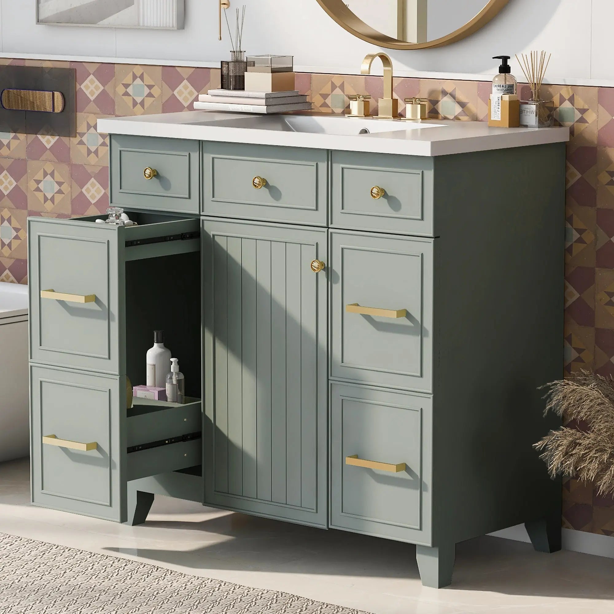 36" Bathroom Vanity Cabinet with Sink Top Combo Set, Single Sink, Shaker Cabinet with Soft Closing Door and Drawer - VINE GLOBAL