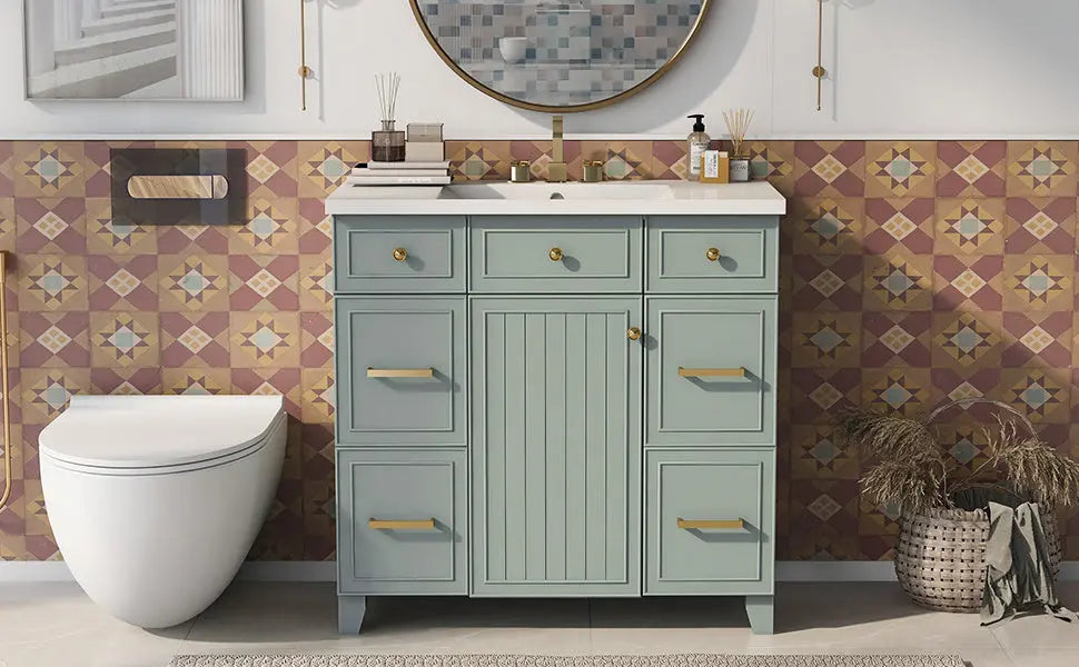 36" Bathroom Vanity Cabinet with Sink Top Combo Set, Single Sink, Shaker Cabinet with Soft Closing Door and Drawer - VINE GLOBAL