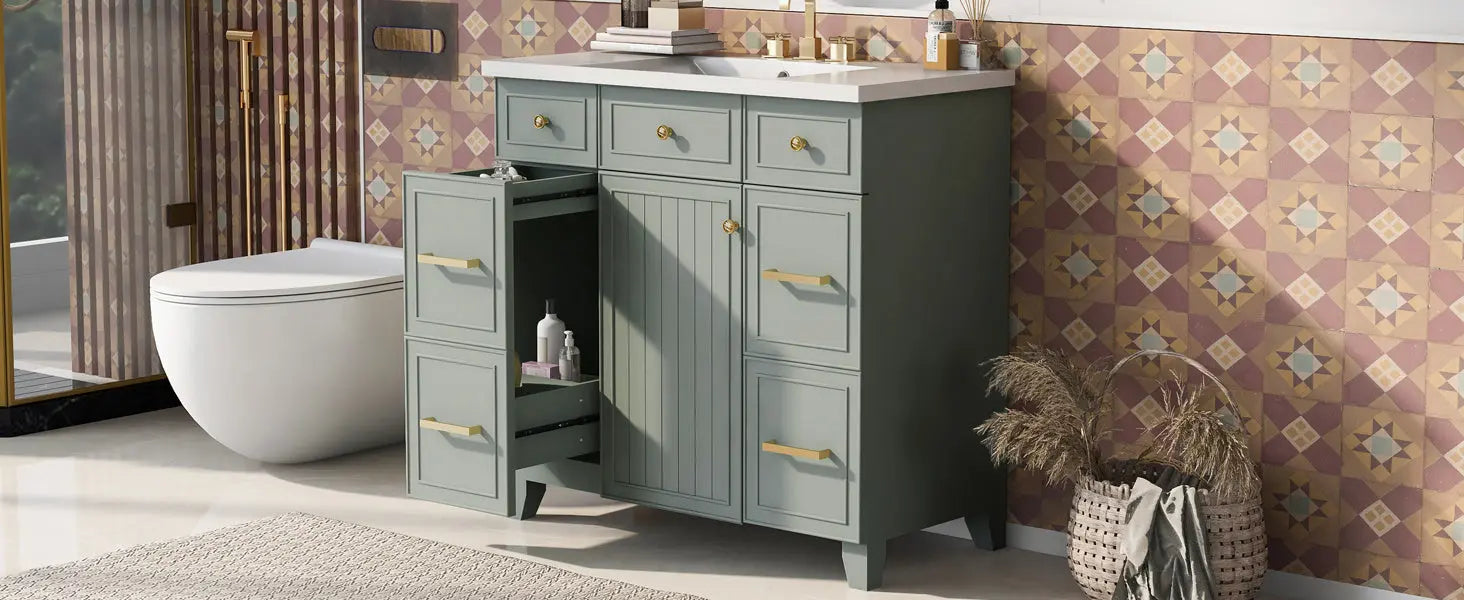 36" Bathroom Vanity Cabinet with Sink Top Combo Set, Single Sink, Shaker Cabinet with Soft Closing Door and Drawer - VINE GLOBAL