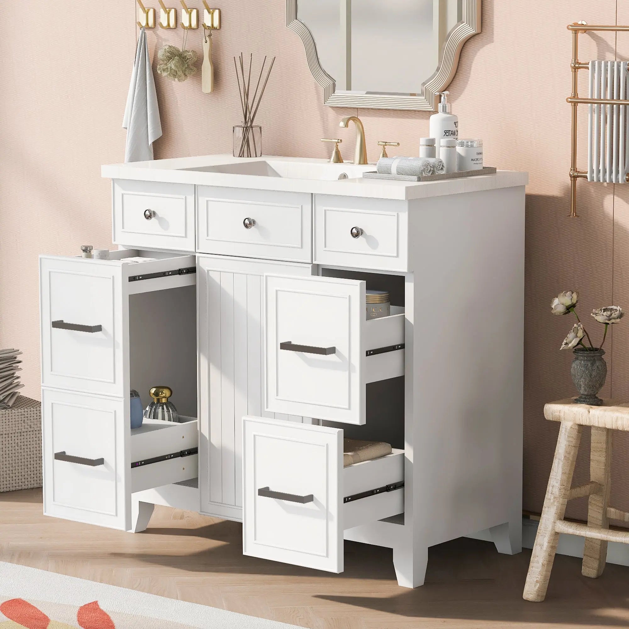 36" Bathroom Vanity Cabinet with Sink Top Combo Set, Single Sink, Shaker Cabinet with Soft Closing Door and Drawer - VINE GLOBAL