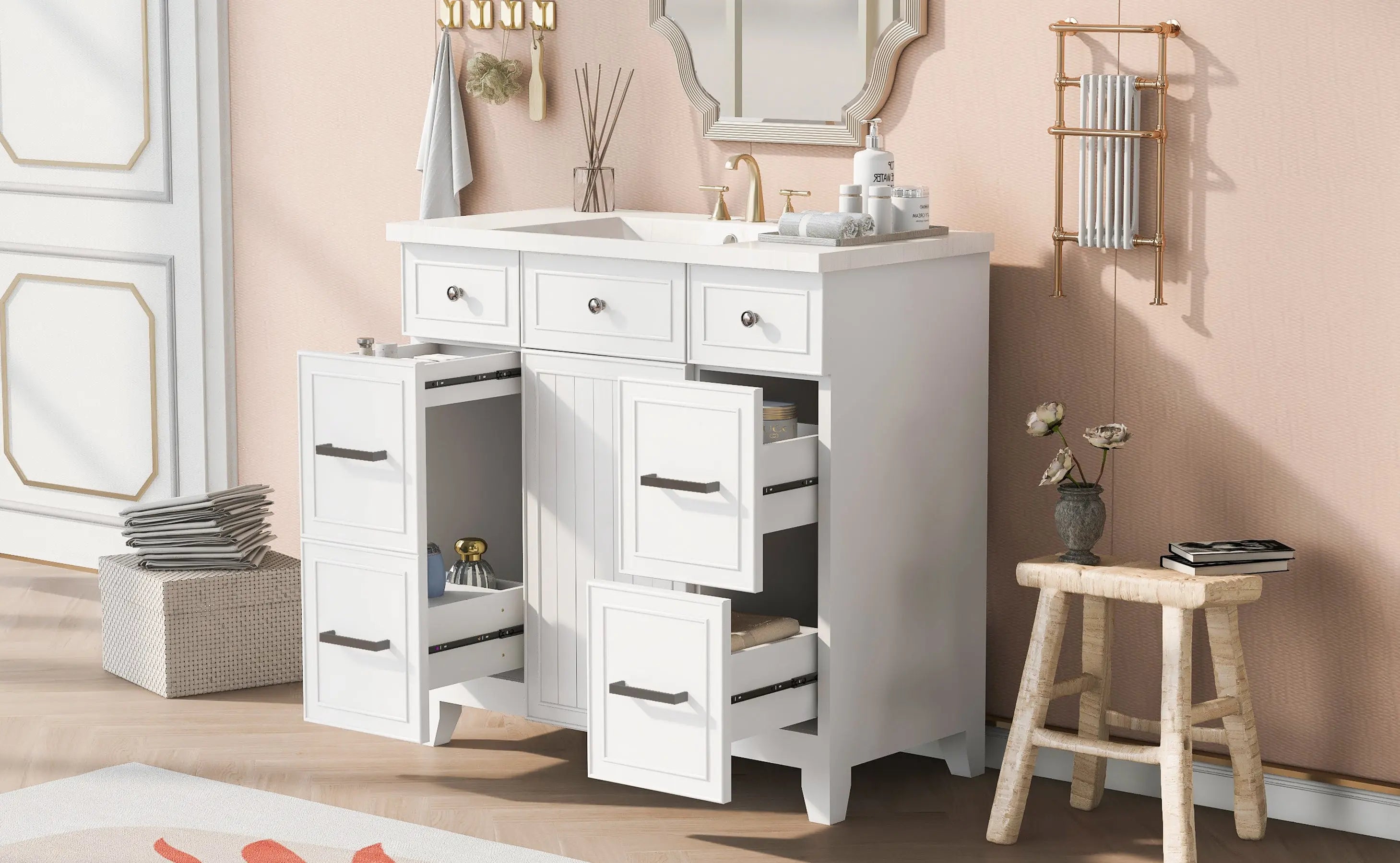 36" Bathroom Vanity Cabinet with Sink Top Combo Set, Single Sink, Shaker Cabinet with Soft Closing Door and Drawer - VINE GLOBAL
