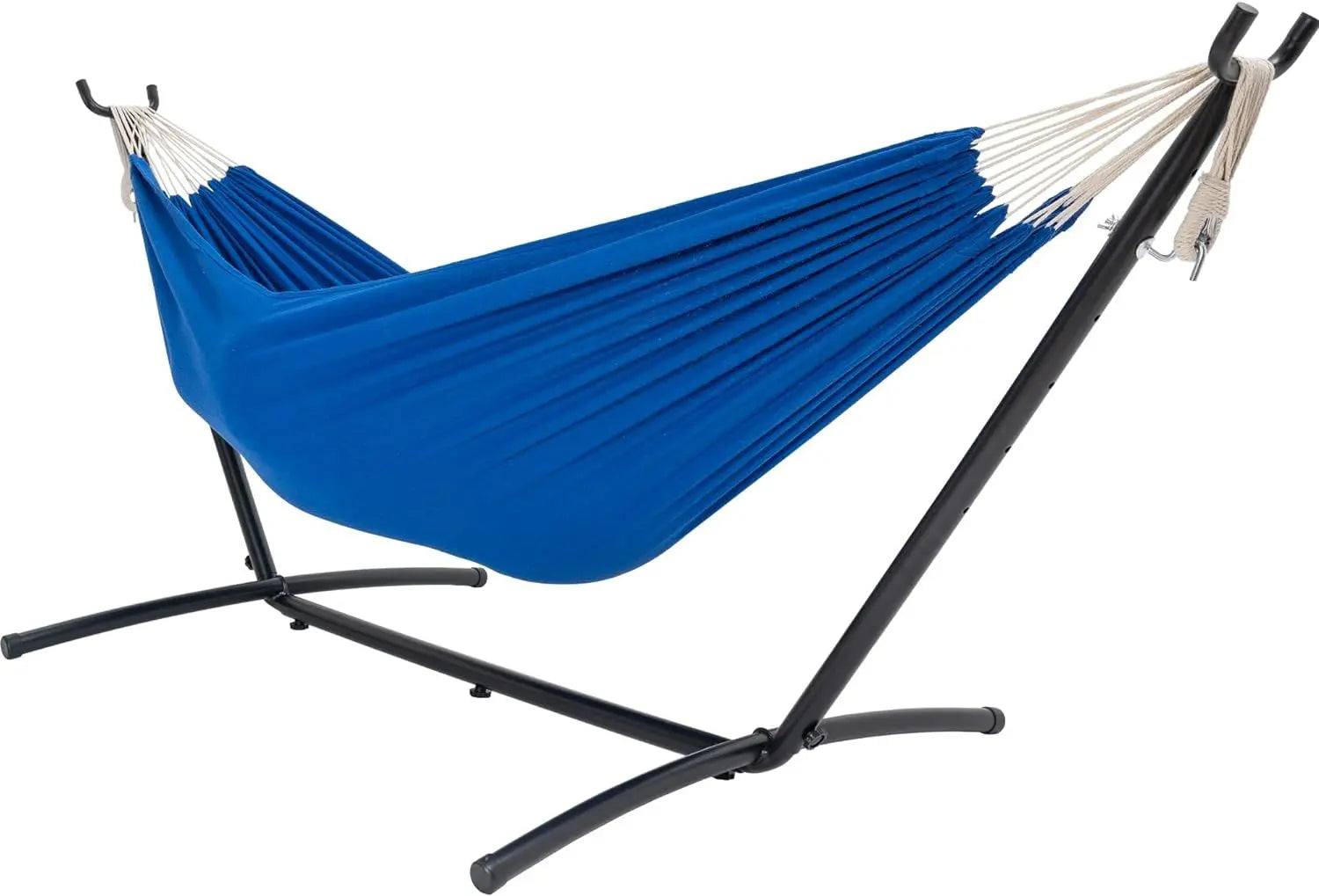 Double Hammock with Space Saving Steel Stand Includes Portable Carrying Case and Head Pillow, 450 Pounds Capacity - VINE GLOBAL