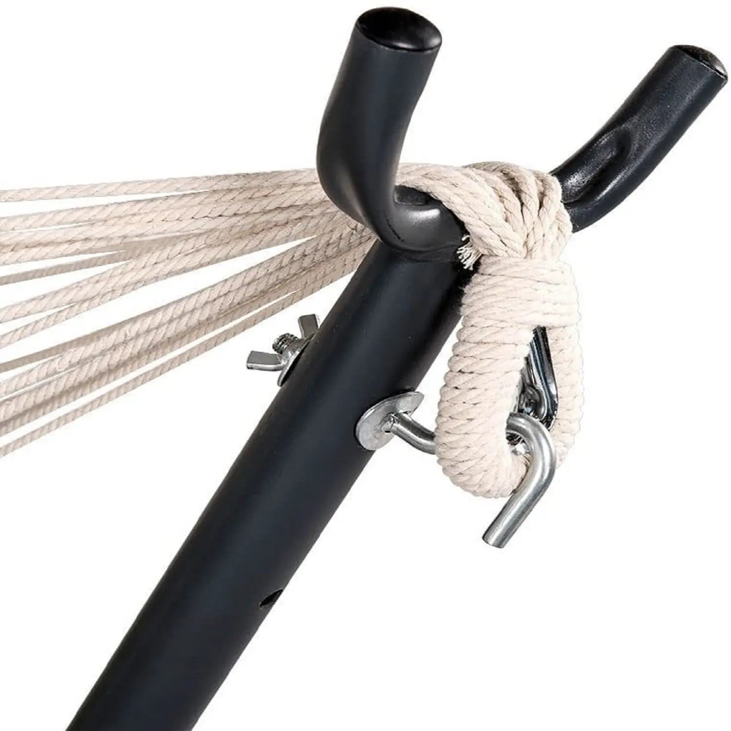 Double Hammock with Space Saving Steel Stand Includes Portable Carrying Case and Head Pillow, 450 Pounds Capacity - VINE GLOBAL