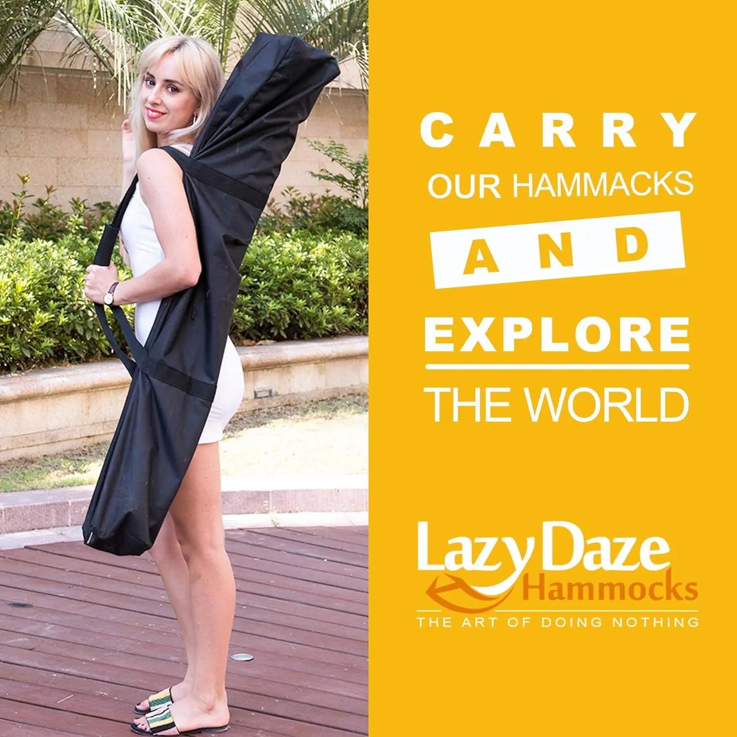 Double Hammock with Space Saving Steel Stand Includes Portable Carrying Case and Head Pillow, 450 Pounds Capacity - VINE GLOBAL