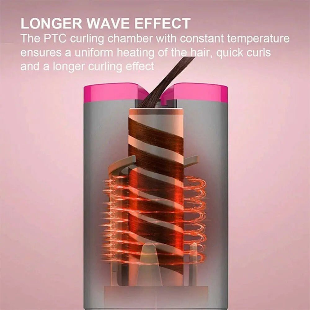 Electric LCD Display Automatic Rotating Cordless Hair Curler Fast Curling Iron Tongs Portable USB Rechargeable With Comb Safe USB Cordless Automatic Rotating Hair Curler Hair Waver Curling Iron - VINE GLOBAL