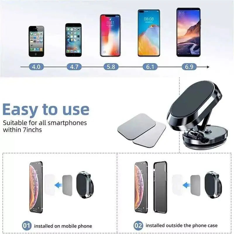 Magnetic Phone Holder For Car, Dashboard Car Phone Holder Mount Magnetic Stainless Steel Car Phone Holder - Dashboard Mount, Water-resistant, Rotatable - VINE GLOBAL