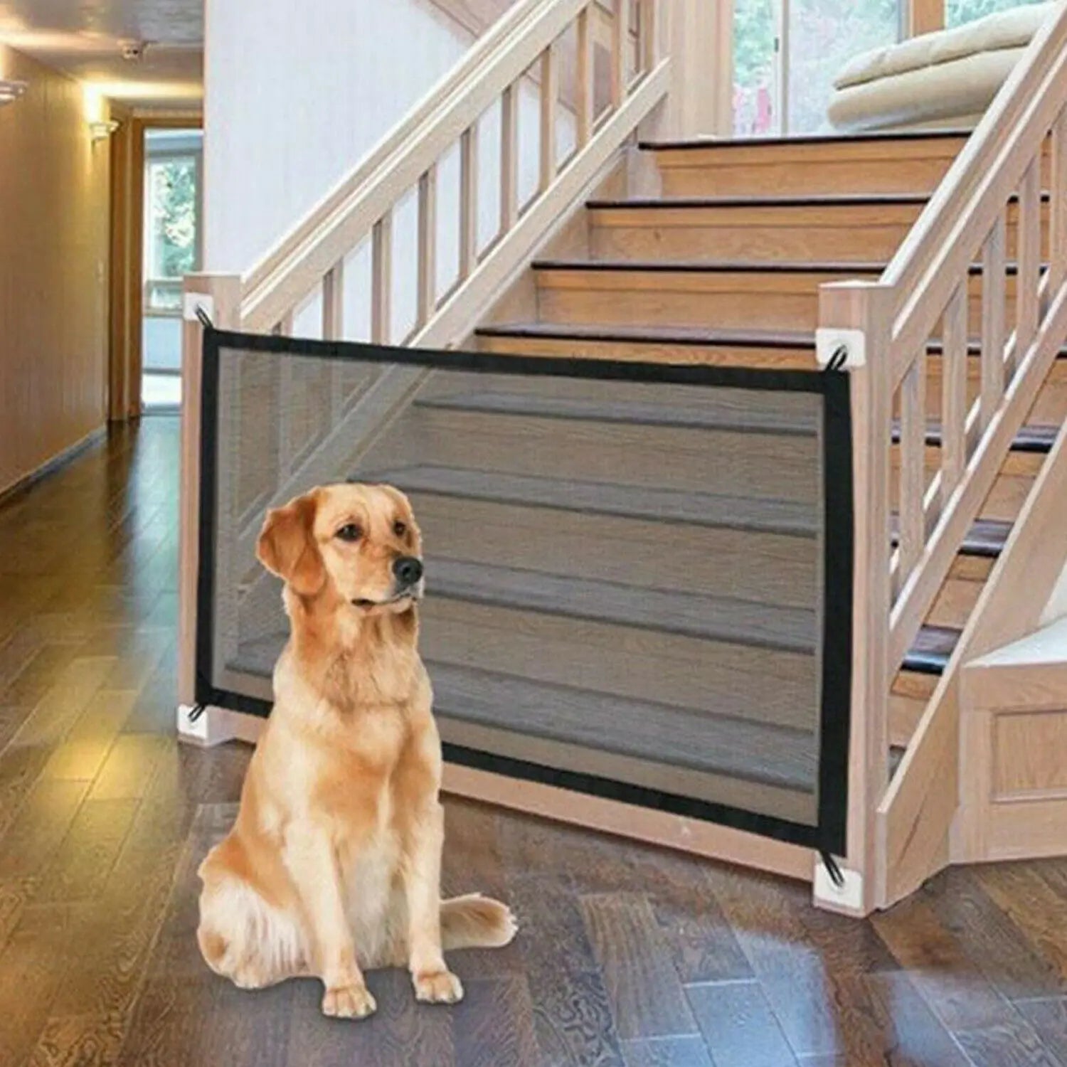 Pet Dog Fence Gate Safe Guard Safety Enclosure Dog Fences Dog Gate The Ingenious Mesh Magic Pet Gate Pet Supplies Dropshipping - VINE GLOBAL