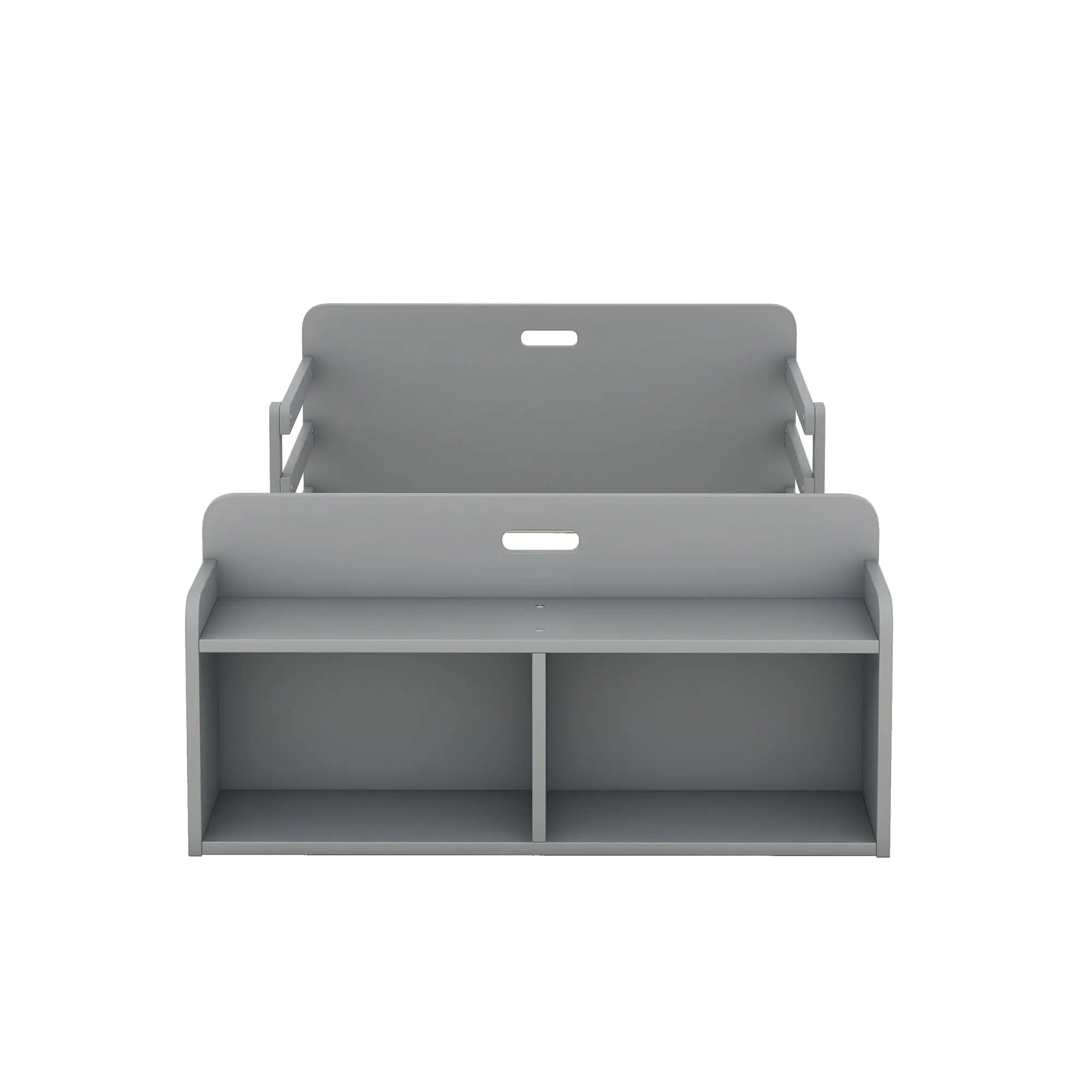 Twin Size Floor Bed with Storage Footboard and Guardrail - VINE GLOBAL