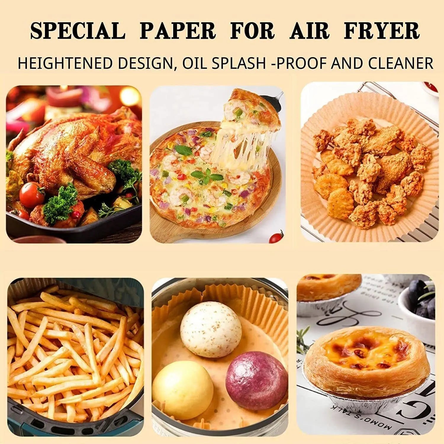 Air Fryer Disposable Paper Liner Non-stick Disposable Liners, 200PCS Air Fryer Disposable Paper Liners, 6.3In Round Air Fryer Parchment Paper - VINE GLOBAL